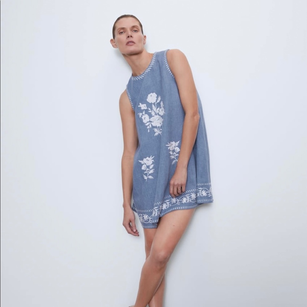 Zara embroidered mini dress